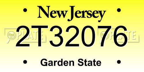 2T32076 New Jersey License Plate
