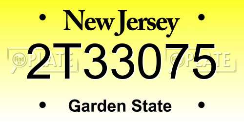 2T33075 New Jersey License Plate