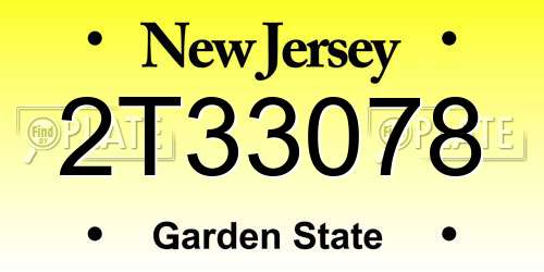 2T33078 New Jersey License Plate