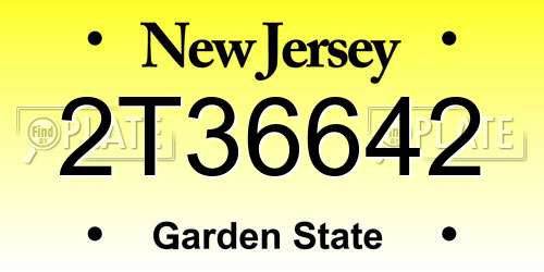 2T36642 New Jersey License Plate