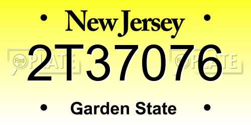 2T37076 New Jersey License Plate