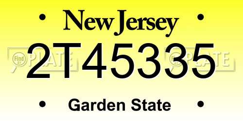 2T45335 New Jersey License Plate