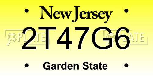 2T47G6 New Jersey License Plate