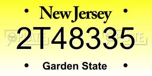 2T48335 New Jersey License Plate