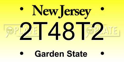 2T48T2 New Jersey License Plate