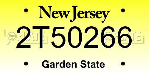 2T50266 New Jersey License Plate