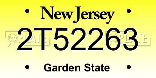 2T52263 New Jersey License Plate