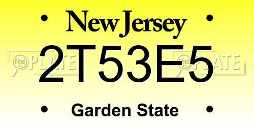 2T53E5 New Jersey License Plate