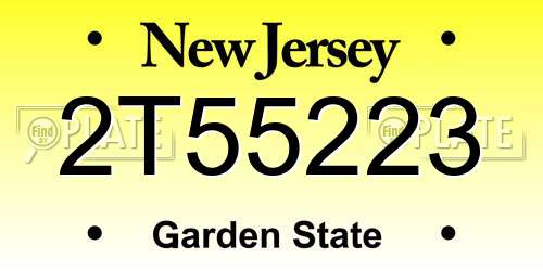 2T55223 New Jersey License Plate