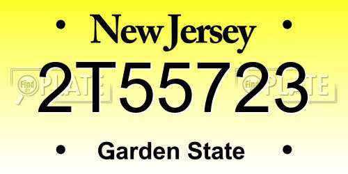 2T55723 New Jersey License Plate