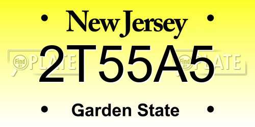 2T55A5 New Jersey License Plate