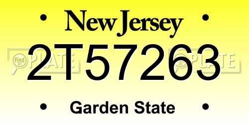 2T57263 New Jersey License Plate