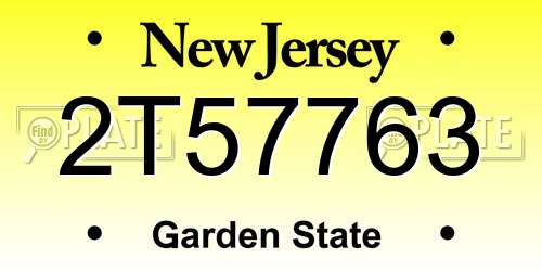 2T57763 New Jersey License Plate