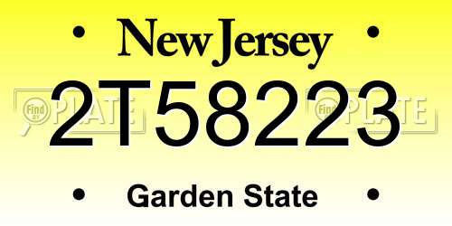 2T58223 New Jersey License Plate