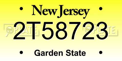 2T58723 New Jersey License Plate