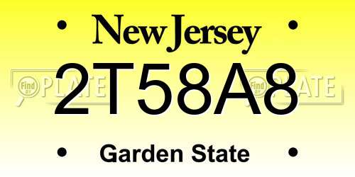 2T58A8 New Jersey License Plate