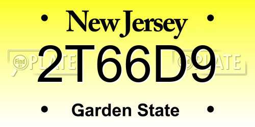 2T66D9 New Jersey License Plate