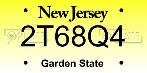 2T68Q4 New Jersey License Plate