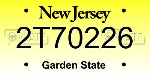 2T70226 New Jersey License Plate