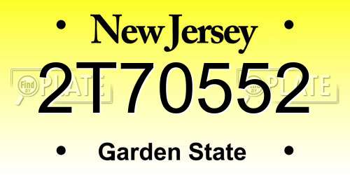 2T70552 New Jersey License Plate