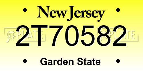 2T70582 New Jersey License Plate