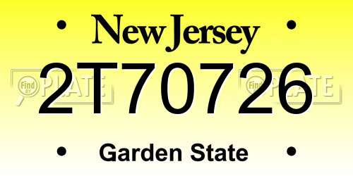 2T70726 New Jersey License Plate