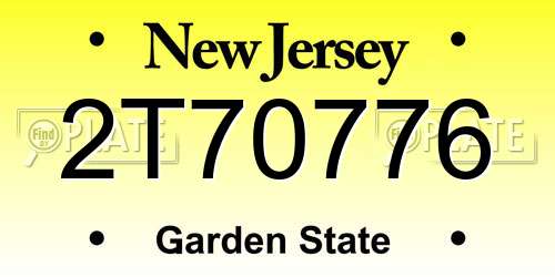 2T70776 New Jersey License Plate