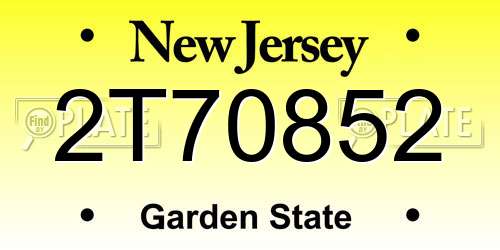 2T70852 New Jersey License Plate