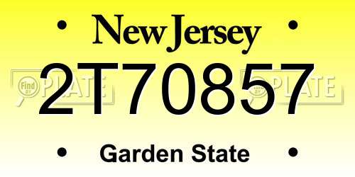 2T70857 New Jersey License Plate