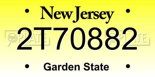 2T70882 New Jersey License Plate