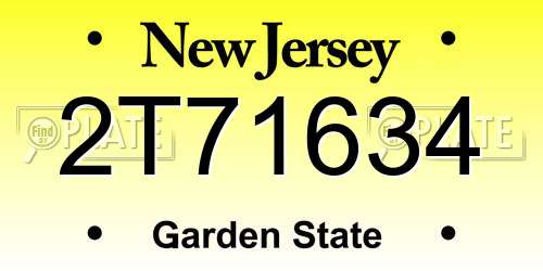 2T71634 New Jersey License Plate