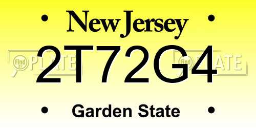 2T72G4 New Jersey License Plate
