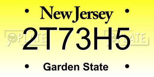 2T73H5 New Jersey License Plate