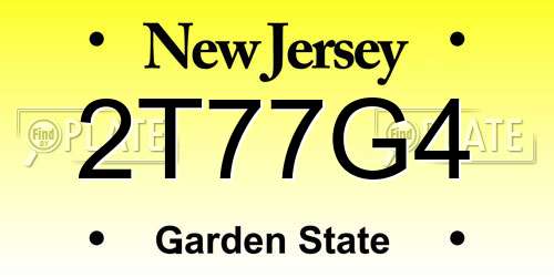 2T77G4 New Jersey License Plate