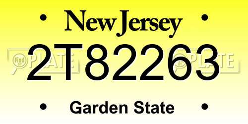 2T82263 New Jersey License Plate