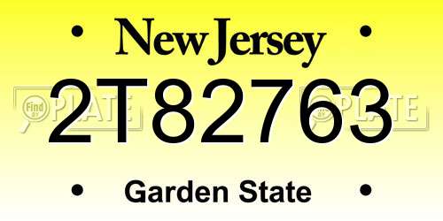 2T82763 New Jersey License Plate
