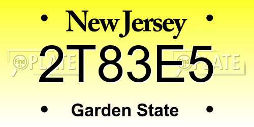 2T83E5 New Jersey License Plate