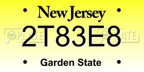 2T83E8 New Jersey License Plate