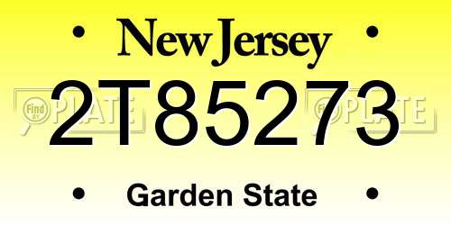 2T85273 New Jersey License Plate