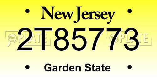 2T85773 New Jersey License Plate