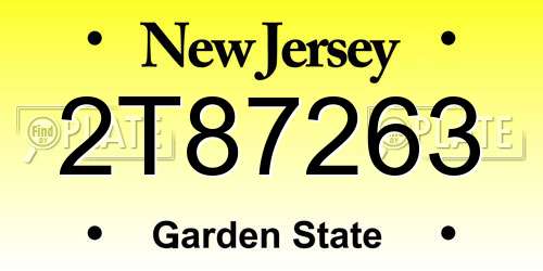 2T87263 New Jersey License Plate