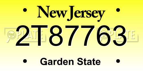2T87763 New Jersey License Plate
