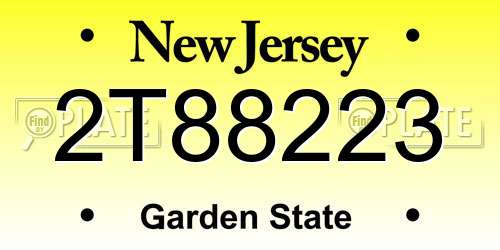 2T88223 New Jersey License Plate