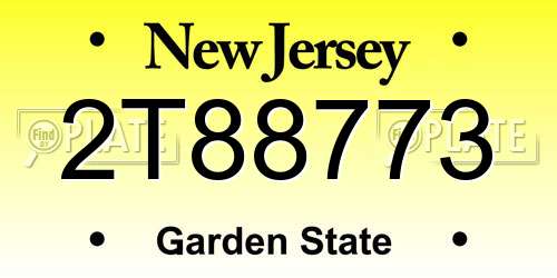 2T88773 New Jersey License Plate