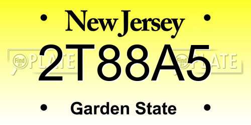 2T88A5 New Jersey License Plate