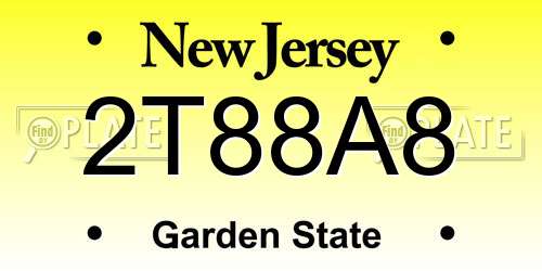 2T88A8 New Jersey License Plate