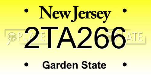 2TA266 New Jersey License Plate