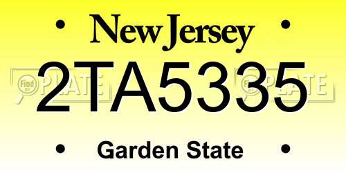 2TA5335 New Jersey License Plate