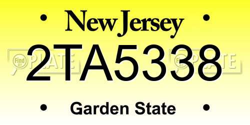 2TA5338 New Jersey License Plate
