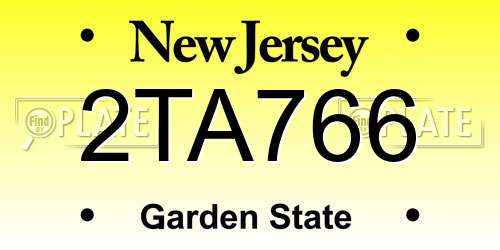 2TA766 New Jersey License Plate